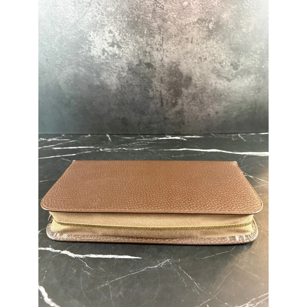 VTG NEW Brown Leather Trimmed Mens Grooming Manicure Set Made in Germany